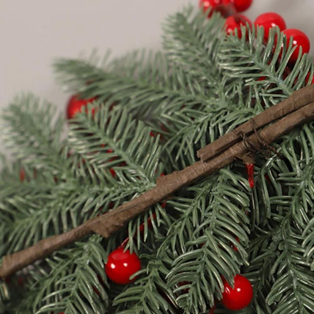Vorgeleuchteter Weihnachtskranz mit Schleife Rote Beeren für Briefkasten, Haustür, Fenster, Außentreppen Dekoration(2ER-PACK)