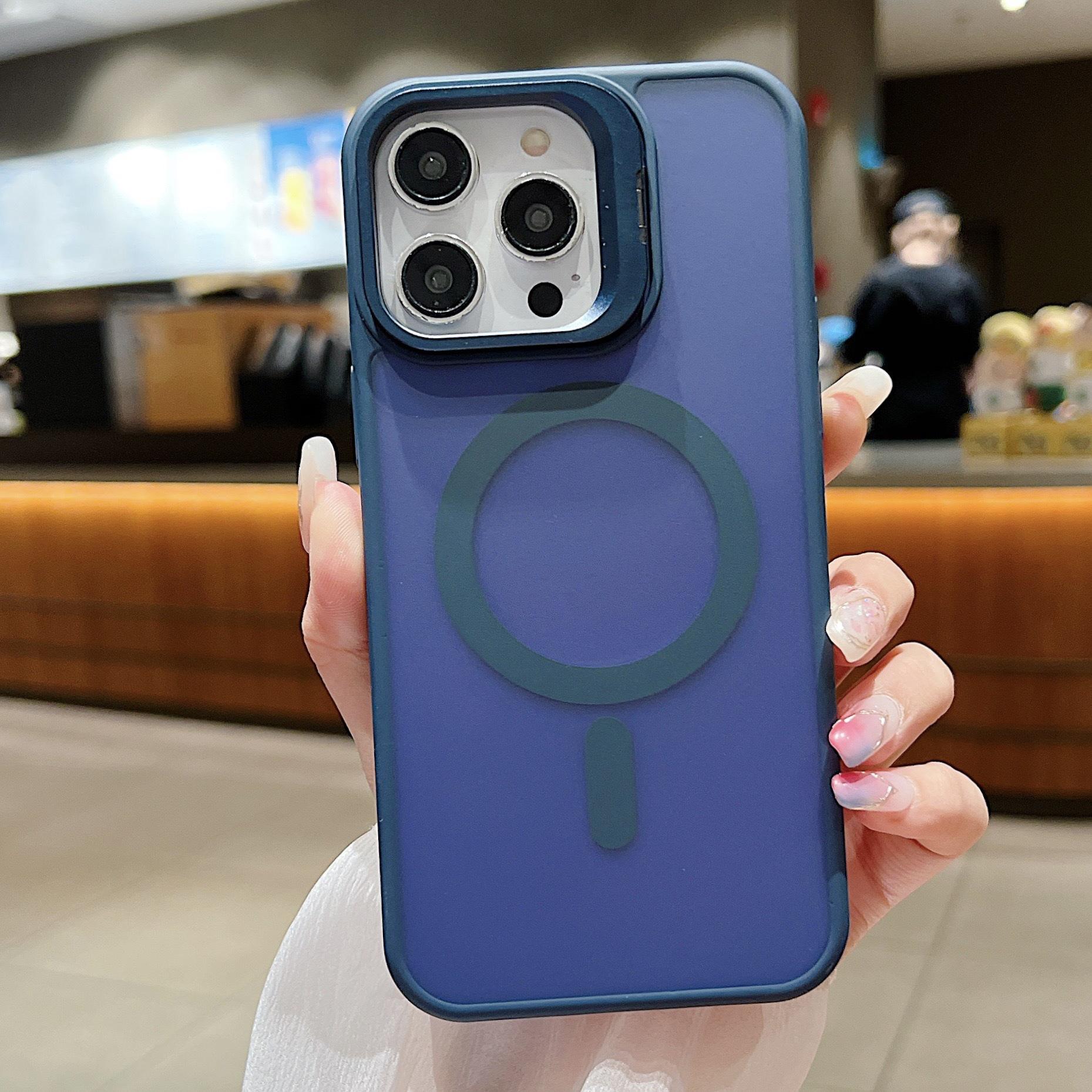 

Подходит для чехлов для телефона Ip16, Apple 15pro, Магнитное притяжение с ощущением кожи 14, Аппаратный объектив, Невидимая подставка, Защитный чехол 13/12 Apple 16Plus