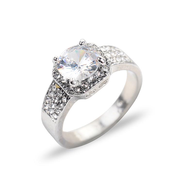 European and American Fashion Crystal Rhinestone Zirconia Ring Size 10