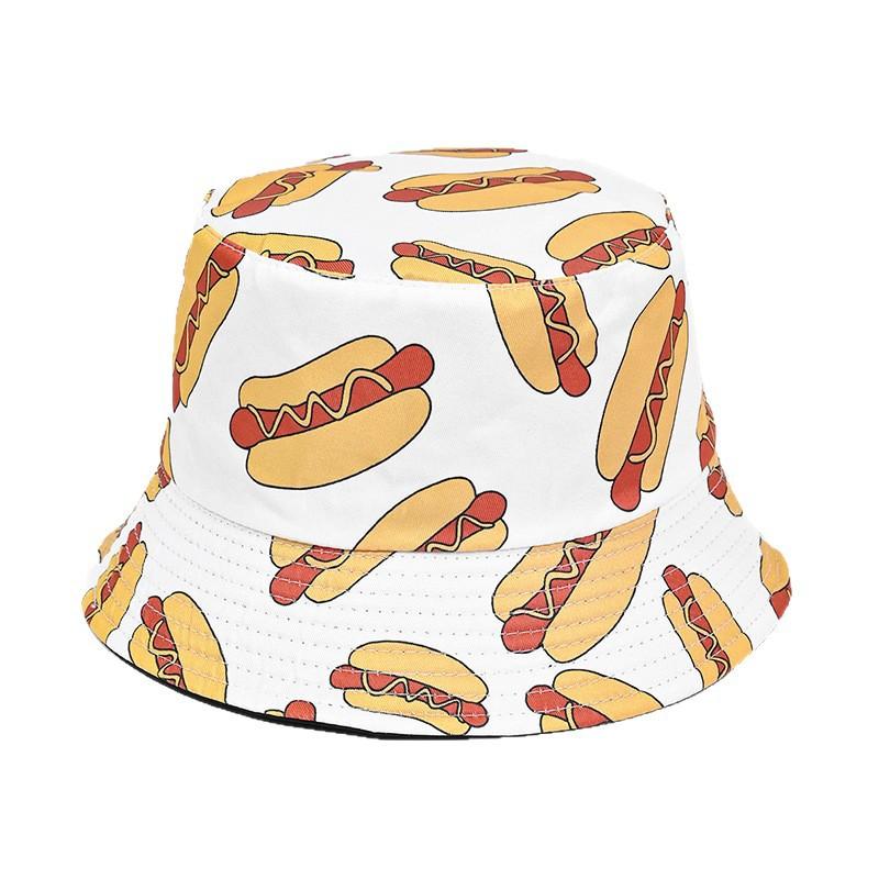 Klasyczny dwustronny kapelusz bucket modny graffiti wiosna i lato nowy retro daszek przeciwsłoneczny