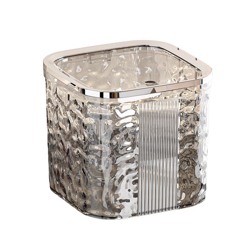 Elegancki kosz na śmieci na biurko z wzorem fali wodnej i podnoszoną pokrywą - Idealny do salonu