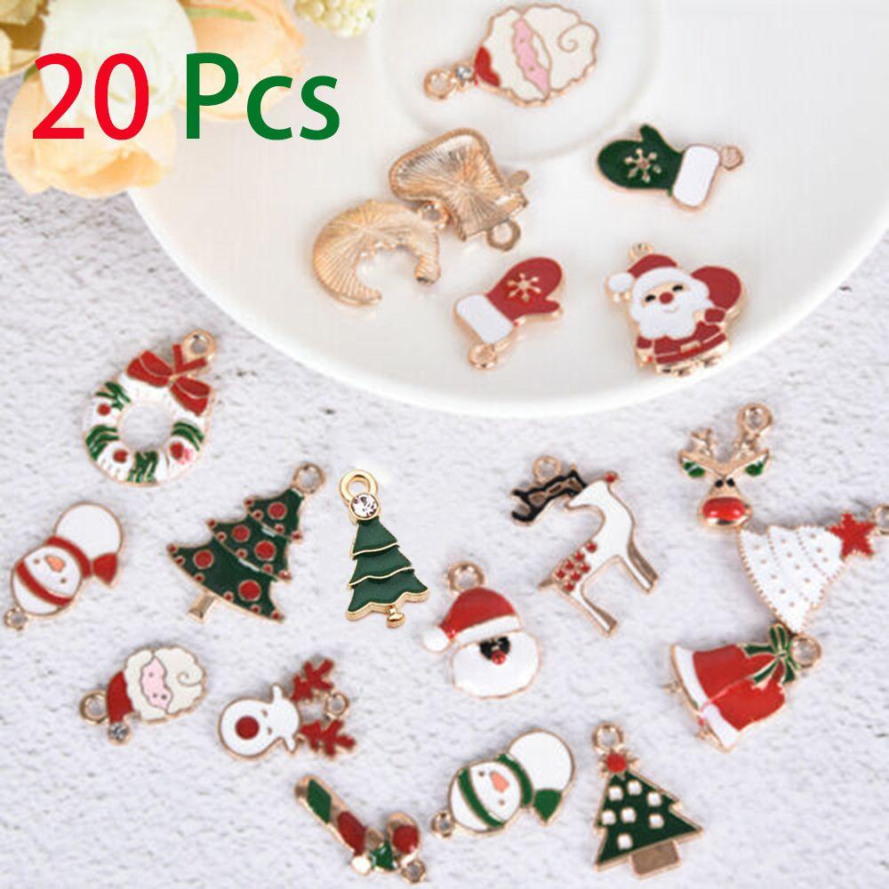 Enamel Alloy Fashion Jewelry Bracelet Pendant DIY Craft Christmas Charms Set Xmas Tree Hanging