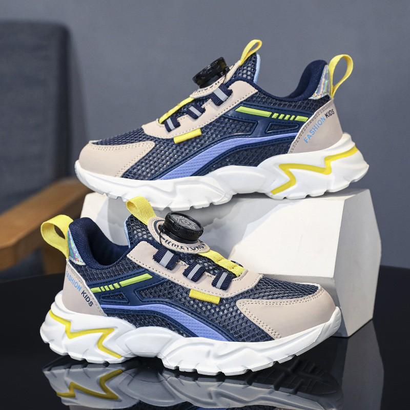 Kids Running Shoes Boys Girls Mesh Breathable Sneakers With Rotating Hook-and-Loop Lightweight Athletic US 10.5