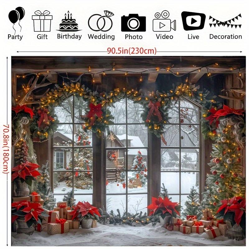 One piece of Christmas polyester background fabric with Christmas tree elements suitable for living room and outdoor decoration