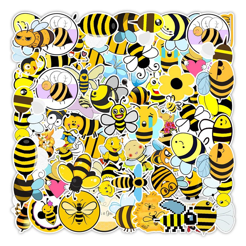 50/100 Cute Bee Graffiti Stickers for Skateboards, Refrigerators, Phones, and Kettles