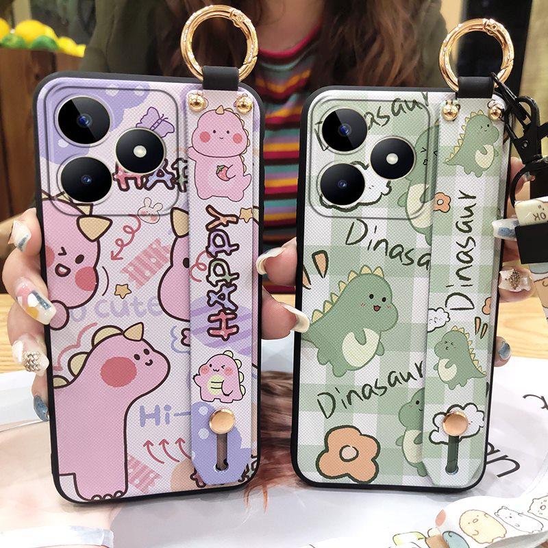 Waterproof Anti-dust Phone Case For Realme C53/Narzo N53 Ring Cartoon Shockproof Anti-knock Soft case Silicone Lanyard