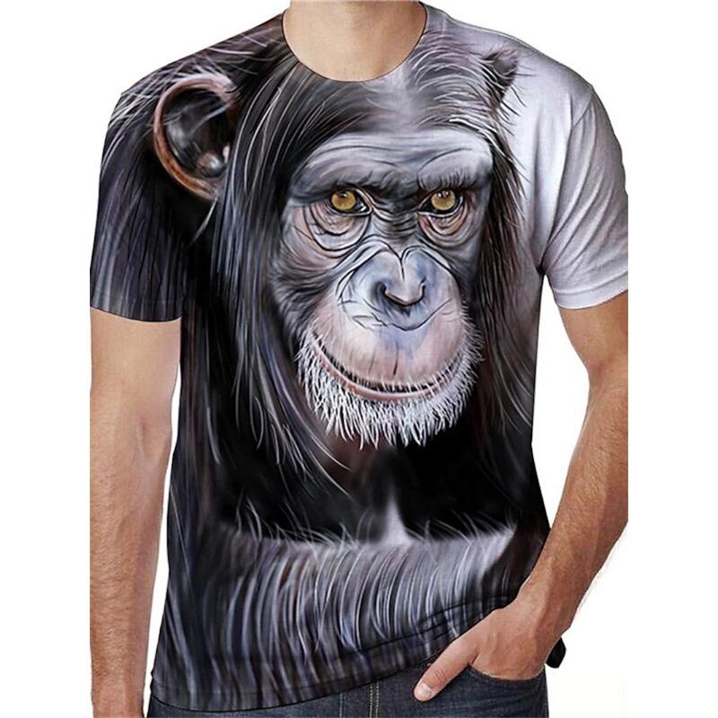Men's Funny Cat And Shark T Shirt Tops 3D Print Short Sleeve Crew Neck Animal Tee Shirts New In Oversized T Shirts Clothes