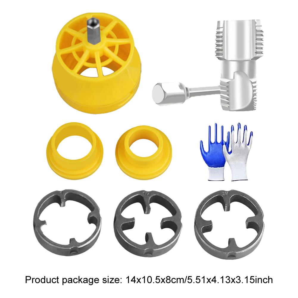 Electric Drill Compatible PVC Pipe Threader Kit PVC Pipe Threader with 3 Dies 1/2" 3/4" 1" PVC Thread Plumbing Tool Pipe Threade