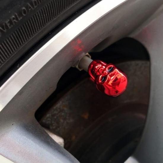 Red Skull Valve Stem Caps Funny Cars Tires Valve Stem Caps Cover Cool Skull Red