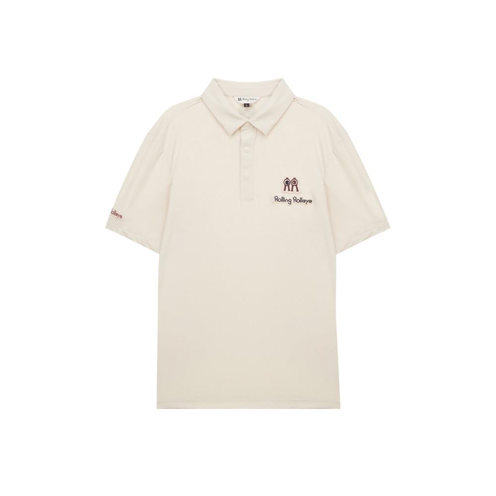 ROLLINGROLLEYE Rollroll Cream Patch Polo Shirt