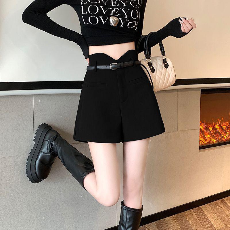 Women's High-Waisted A-Line Wide-Leg Pants - Autumn/Winter Casual Slimming Suit Shorts