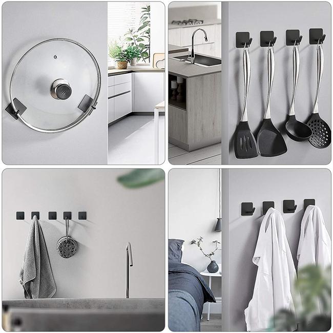 Original Wall Hangers Without Nails Heavy Duty Adhesive Towel Bathrooms Bathroom Mounted Black Metal Hook Hooks