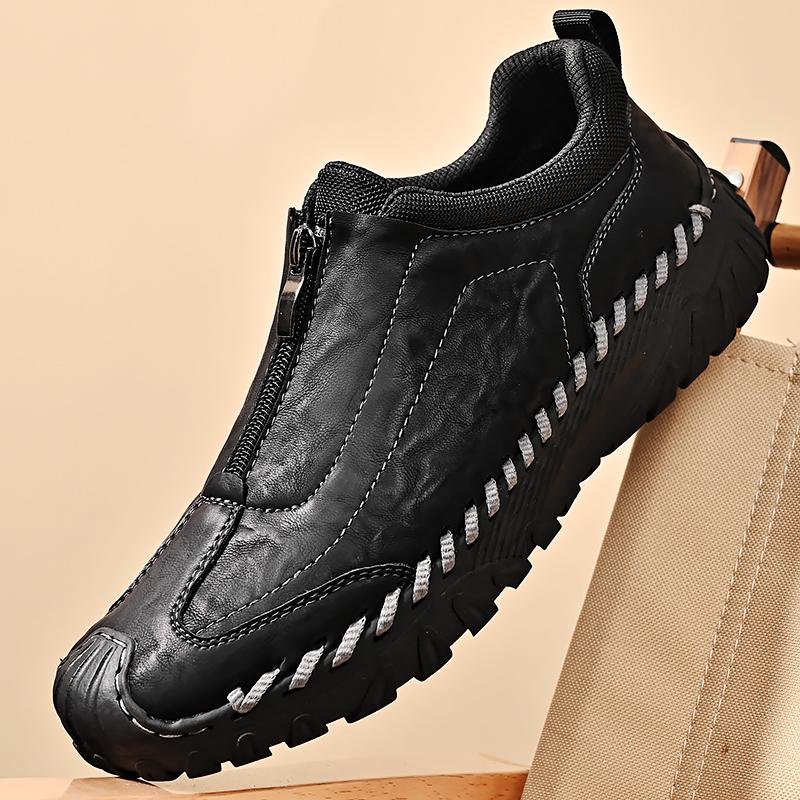 Fashion Classic Zipper Loafers Casual Leather Shoes Men New Fashion Mens Sneakers Handmade Male Oxford Shoes Walking Footwear Sneakers