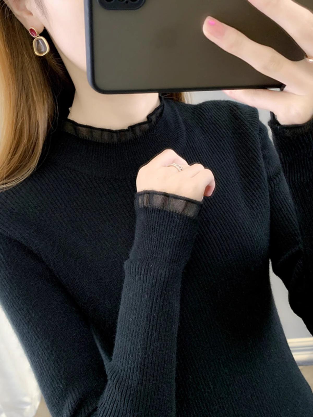 

Женский осенний 2024 приталенный вязаный свитер с полувысоким воротом One Size/Anti-Pilling Fabric