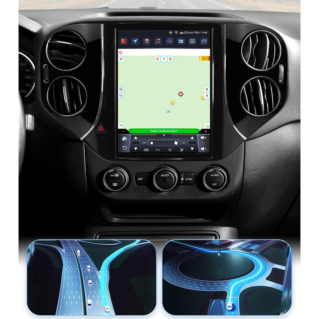 OSSURET Autorádio Android pro VW Volkswagen Tiguan 2007-2016 Multimediální 9,7palcová vertikální obrazovka Carplay Android Auto GPS RDS FM inteligentní obrazovka