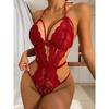 New Sexy Hollow Lace Suspender Bare Shoulder One-piece Erotic Underwear Set