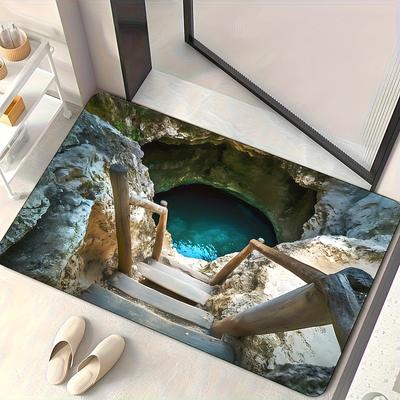 1 Stück Fantasy Wasserturm Badematte Geeignet für Schlafzimmer und Wohnzimmer Eingang - Mystisches Höhlendesign