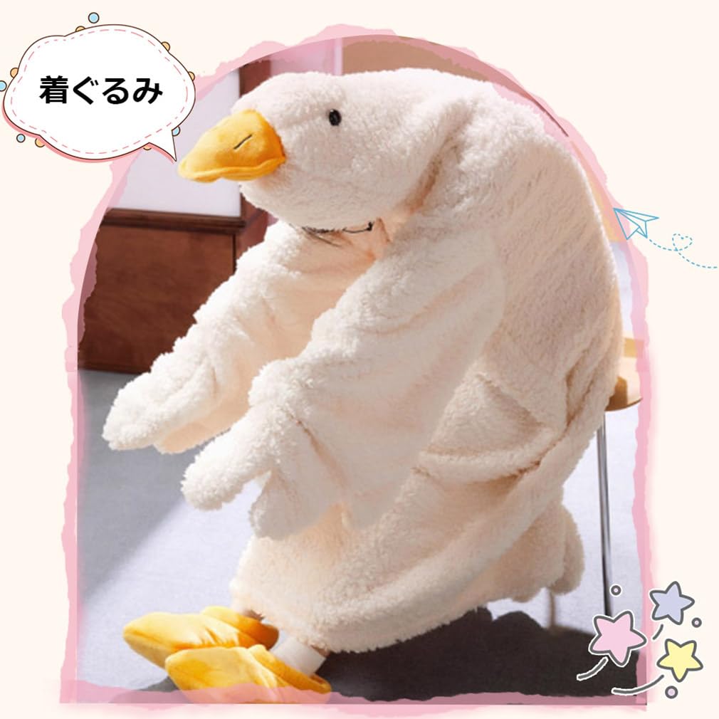 Goose Kigurumi Pajamas for Women and Plus Fluffy Hooded with Cute Animal Fluffy Warm Warm for Cold Weather [MTKCNTL] Men, Size, Shoes, Couples'