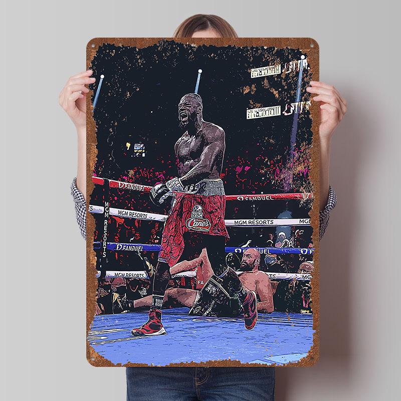 Deontay Wilder Boxer Metal Posters Custom Vintage Metal Signs Wall Art Tin Plaque for Man Cave Bedroom Decorations Home Decor