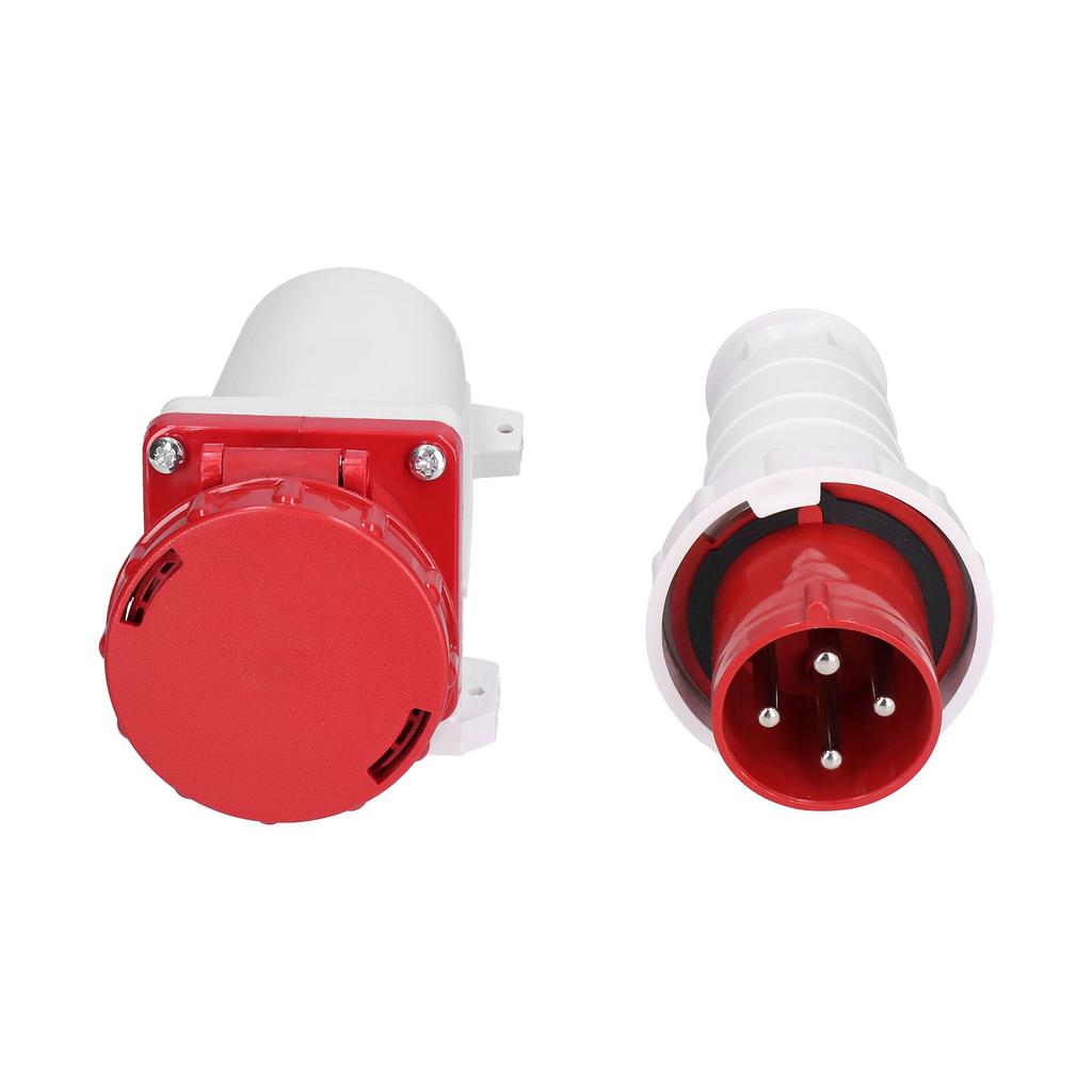Conjunto de conectores de tomada industrial IP67 à prova d'água 3 fases de energia 4 pinos 63A 3P+E 380415V