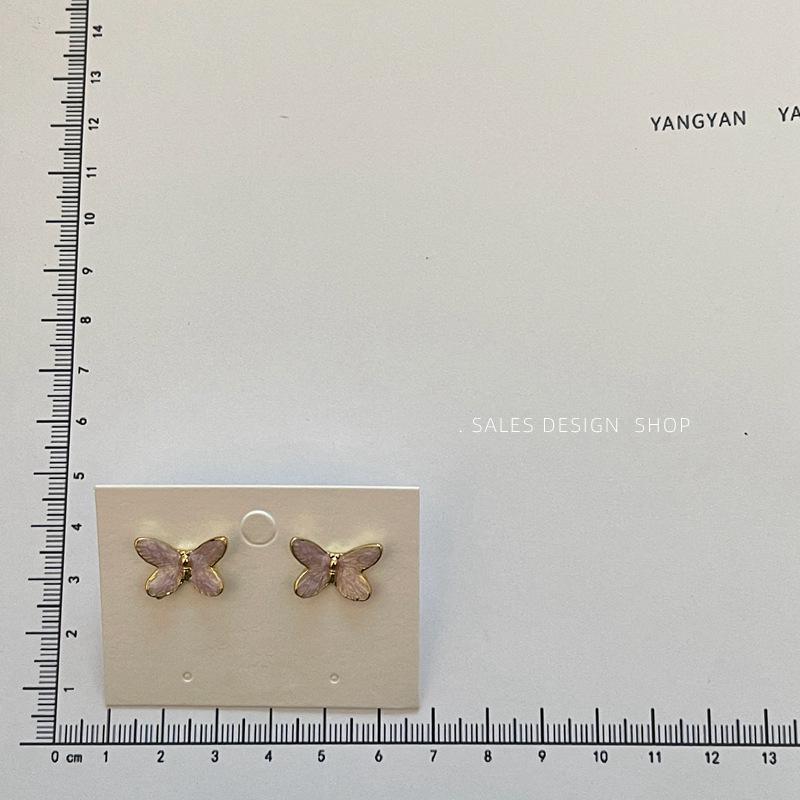 French Retro Colorful Enamel Butterfly Stud Earrings - Stylish, Chic, Versatile Design for Women