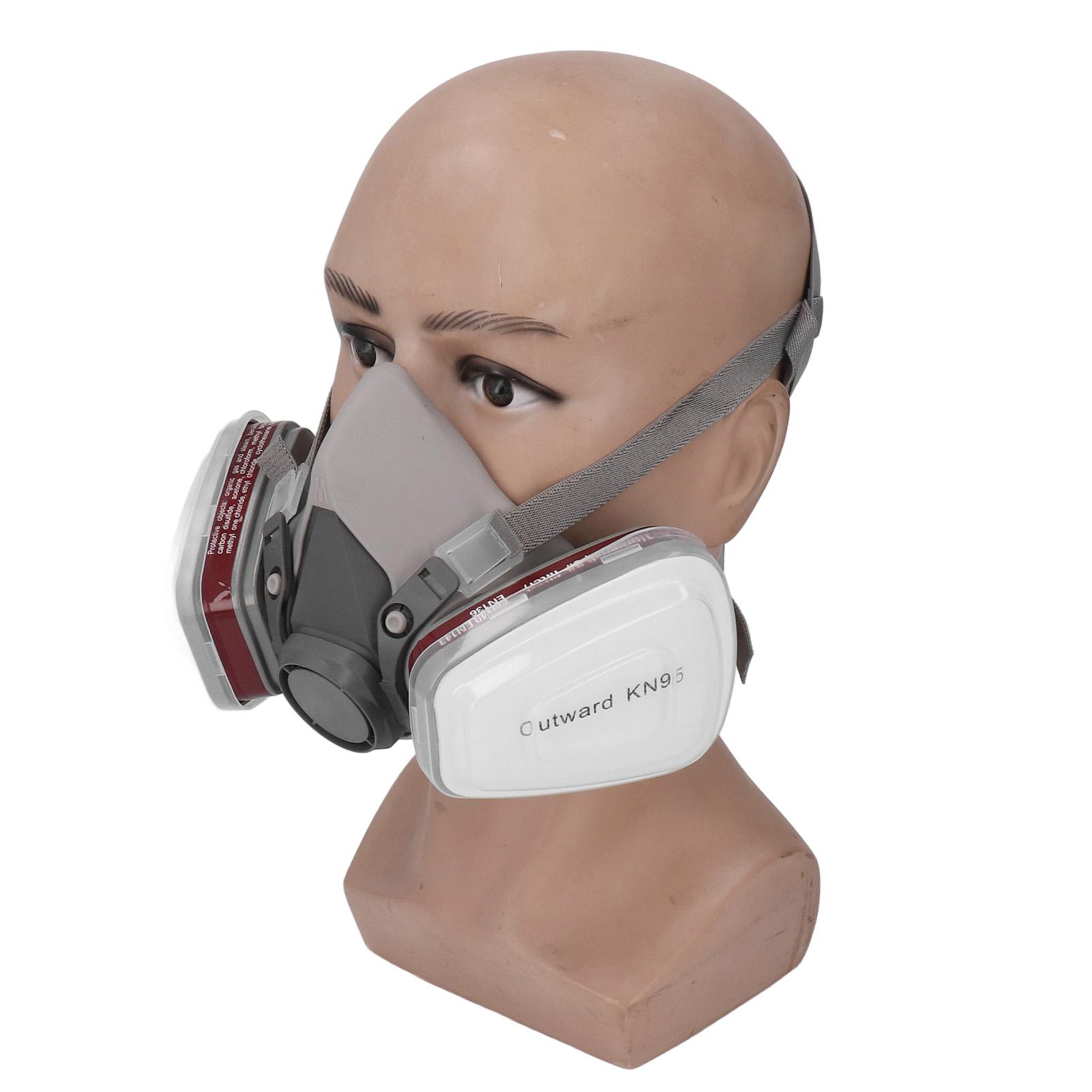 7Pcs Half Face Cover Facepiece Dustproof Face Protection Respirator for Painting Working Silica gel + activated carbon + fiber