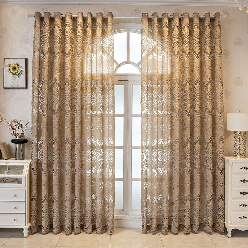 European High-end Luxury Curtains Transmittent Bedroom Living Room Window Screen Balcony Screen Curtain Blackout