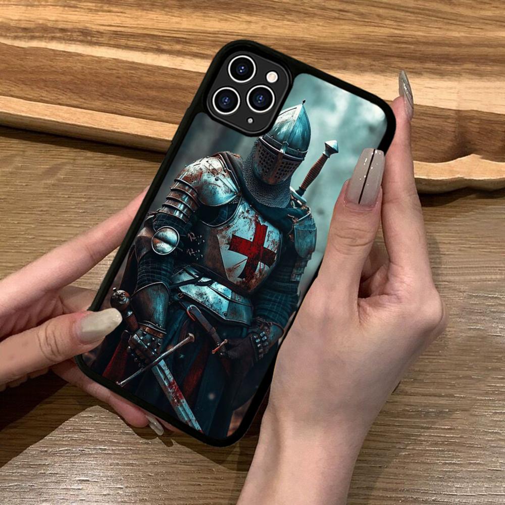 Knights Templar Luxury Phone Case Silicone PC+TPU For For IPhone 11 12 13 14 15 16 Plus Pro Max Cover