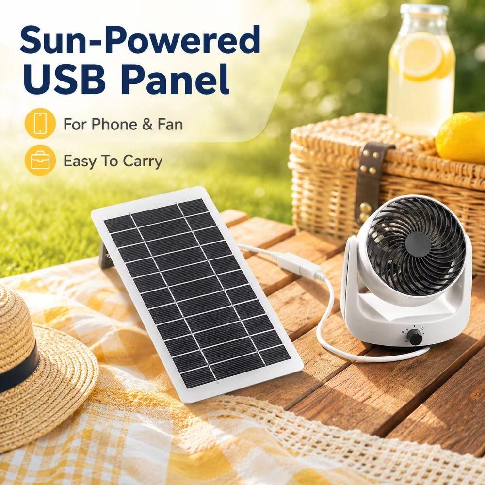 2W/4W/6W/8W Solar Panel Charger 5V Outdoor Solar Charger USB Solar Charger Panel Electric Fan