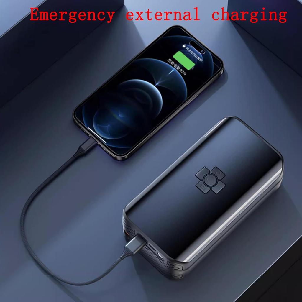 Tire Inflator Portable Air Compressor - with Battery,12V DC Electric,LED Light and Phone Charging - One Click Smart Pump Auto Shut-Off (150 PSI)
