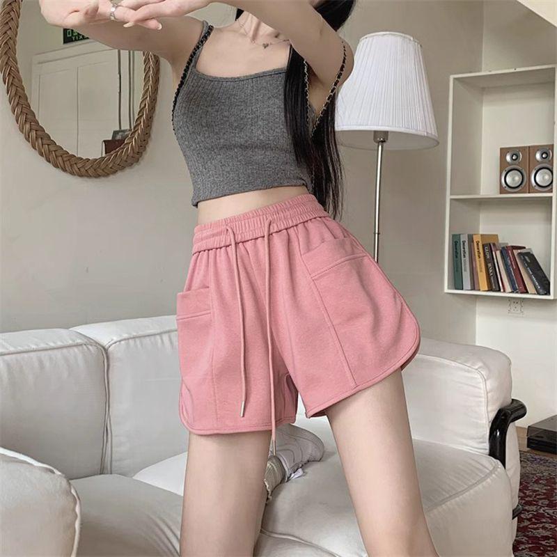 Pink Women's Casual High-Waisted Korean Style Summer Shorts