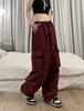 Damskie spodnie joggery z szerokimi nogawkami w stylu amerykańskim retro - styl hip-hopowy, casualowe i wszechstronne