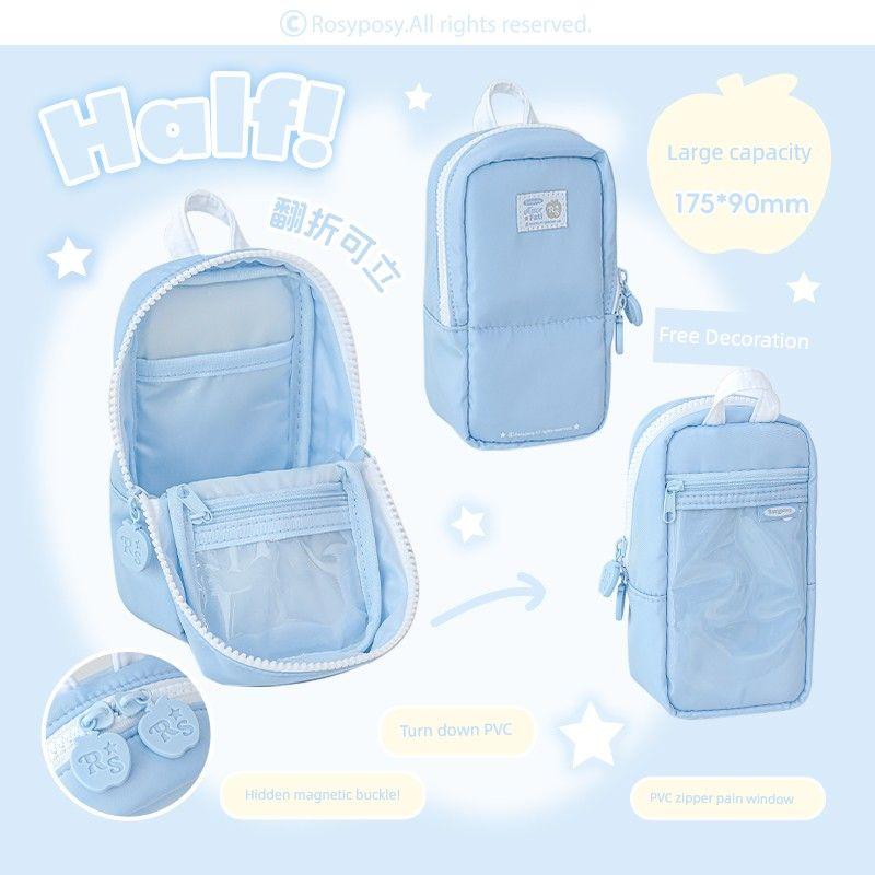 

Rosyposy Soft Decoration Pencil Case Large Capacity Good-looking Ins Style Girls Junior High School Simple Storage Cosmetic Bag blue-blue
