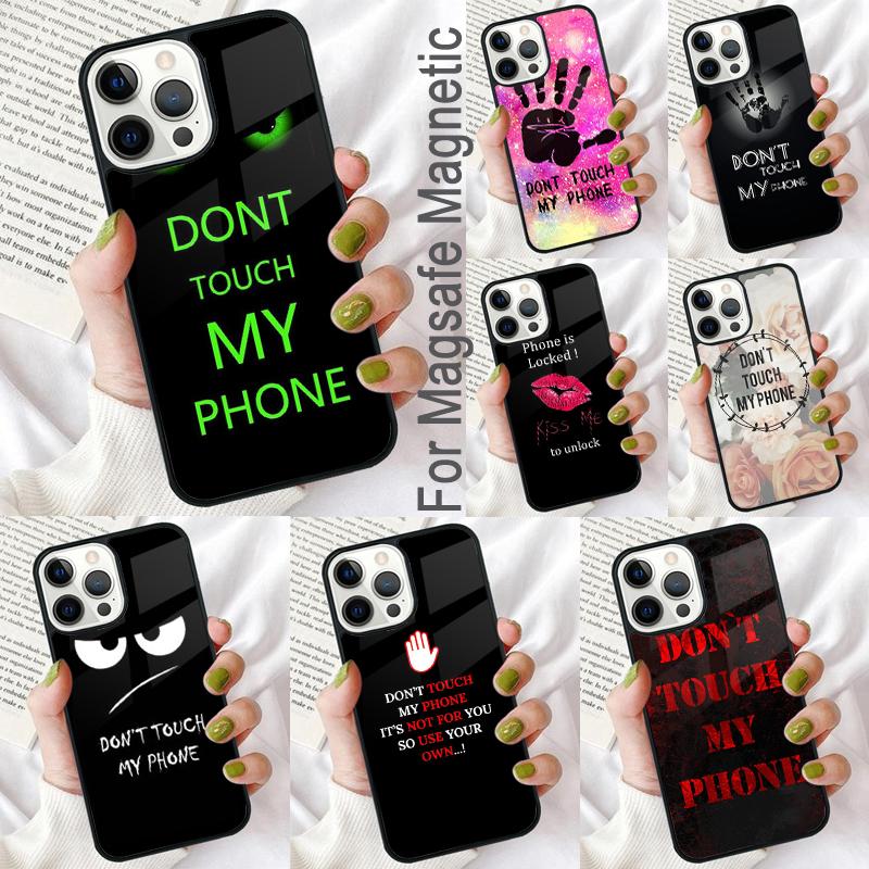 Don't Touch My Phone Soft Phone Case for iPhone 17 Air 16e Pro max 15 Pro 13 14 Plus 11 12 MagSafe Magnetic Coque
