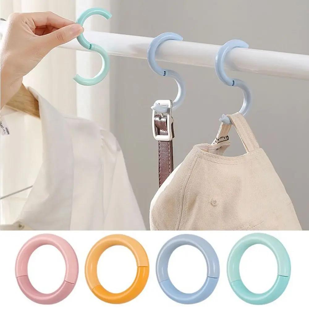 4Pcs Versatile Plastic S-Shaped Hooks Punch Free Hanging Railing S Hanger Foldable Windproof Clothes Handbag Hook Kitchen