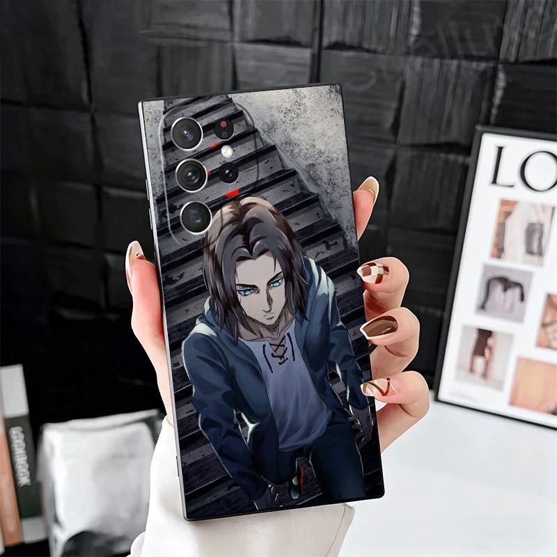 A-Attack On T-Titan Eren Yeager Soft Phone Case for Samsung Galaxy S26 S25 Edge S24 Ultra S23 Plus S22 S21 FE S20 Black Cover Ba
