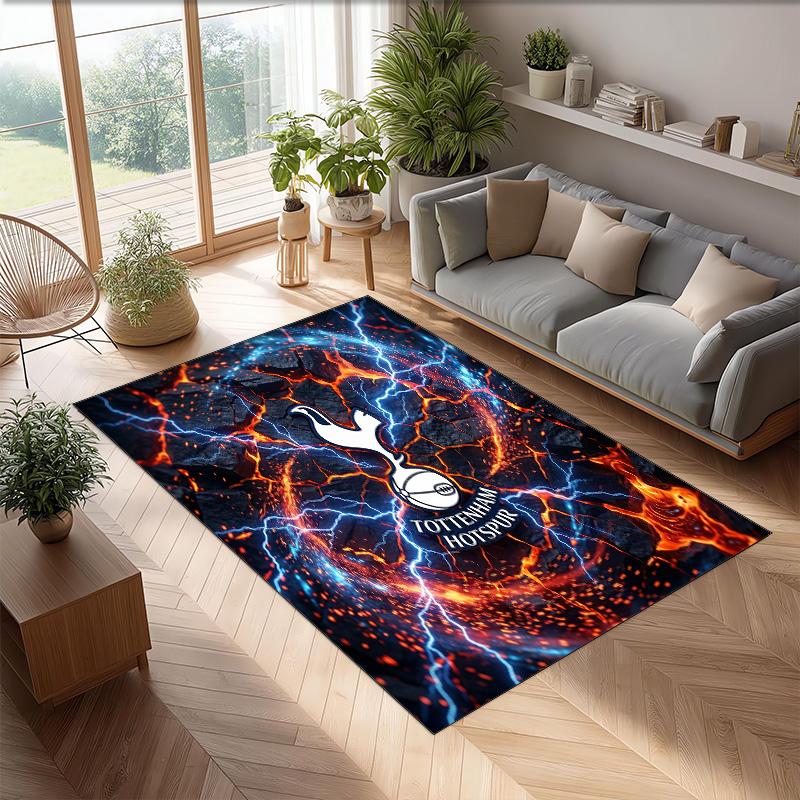 Tappeto in Flanella Stampato Tottenham Hotspur Antiscivolo Morbido Poliestere Tappeto per Pavimento Tappetino Decorativo per Interni per Camera da Letto Soggiorno Divano