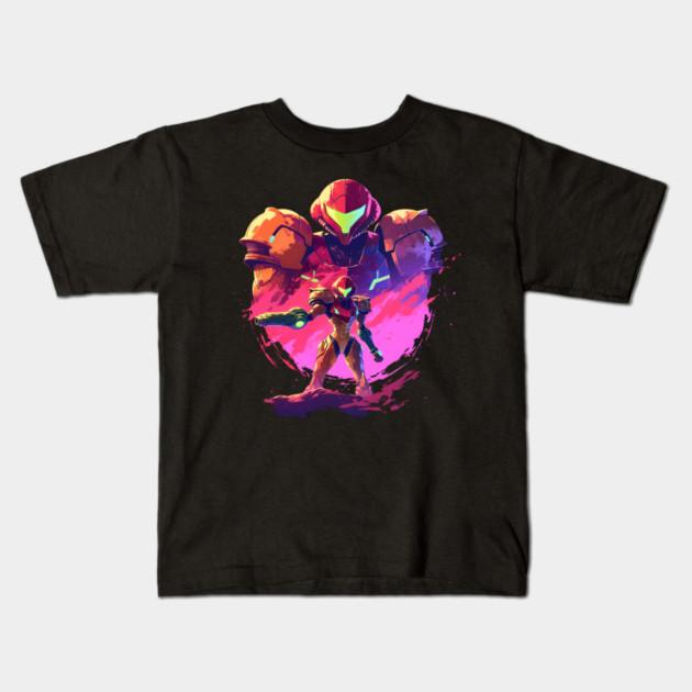 Boys Girls Soft Cotton Graphic Tees Metroid T-shirt Breathable Daily School Wear Kids T-Shirts