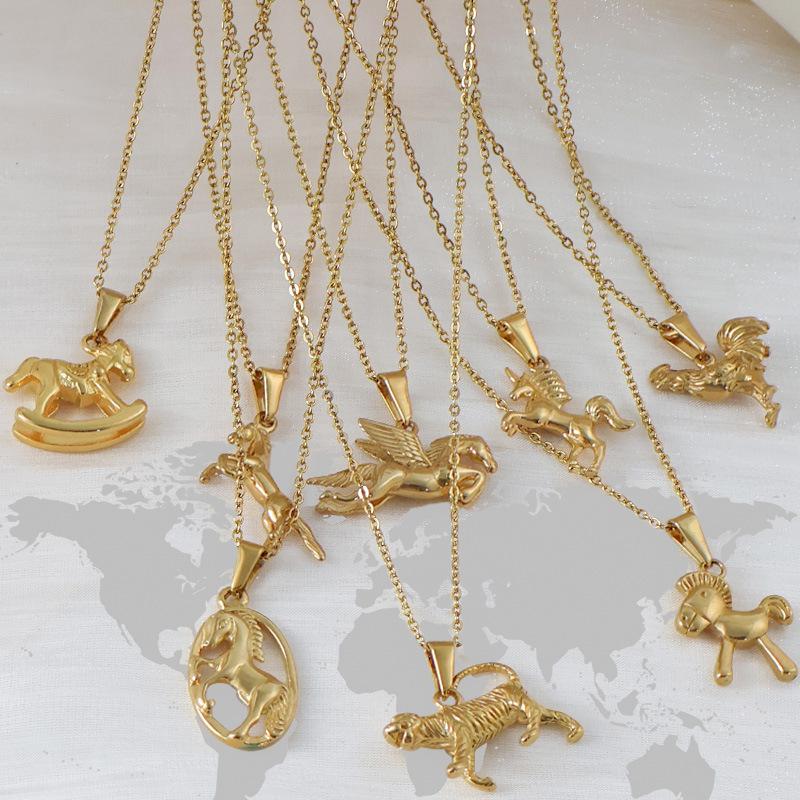 Stainless Steel Unicorn Tiger Horse Pendant For Diy Personalized Animal Necklace Bracelet Charms Jewelry Making Accessories