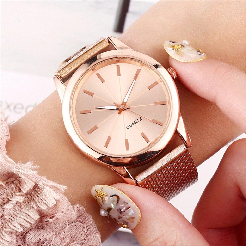 Womens Watch Gold Black Watch Magnetic Stainless Steel Mesh Band Luxury  Femme Diamond Wristwatches