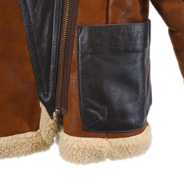 AVIREX Long Sleeve Mouton Double Riders Jacket M Brown Women Used