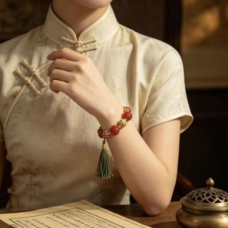 Meier New chinoiserie chinese style necklace accessories classy red agate bracelet jewelry accessible luxuryretro bracelet