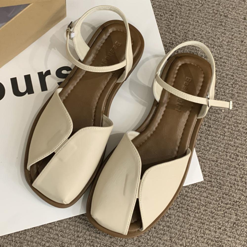 

Сандалии с закрытым носком. Женская летняя повседневная обувь в римском стиле с мягкой плоской подошвой в стиле ретро. 38