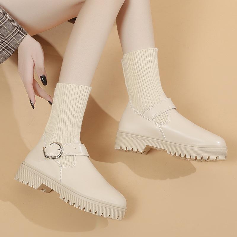 Designer Woman Casual Ankle Boots Lolita Knitting Boot Fashion Ladies Shoes Korean Hot Sale All-match High Heels Botas Mujer