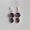 Natural Amethyst Earrings, 925 Sterling Silver Earrings, Gift for her, February Birthstone, Gemstone Earrings, Dual Stone Earrings