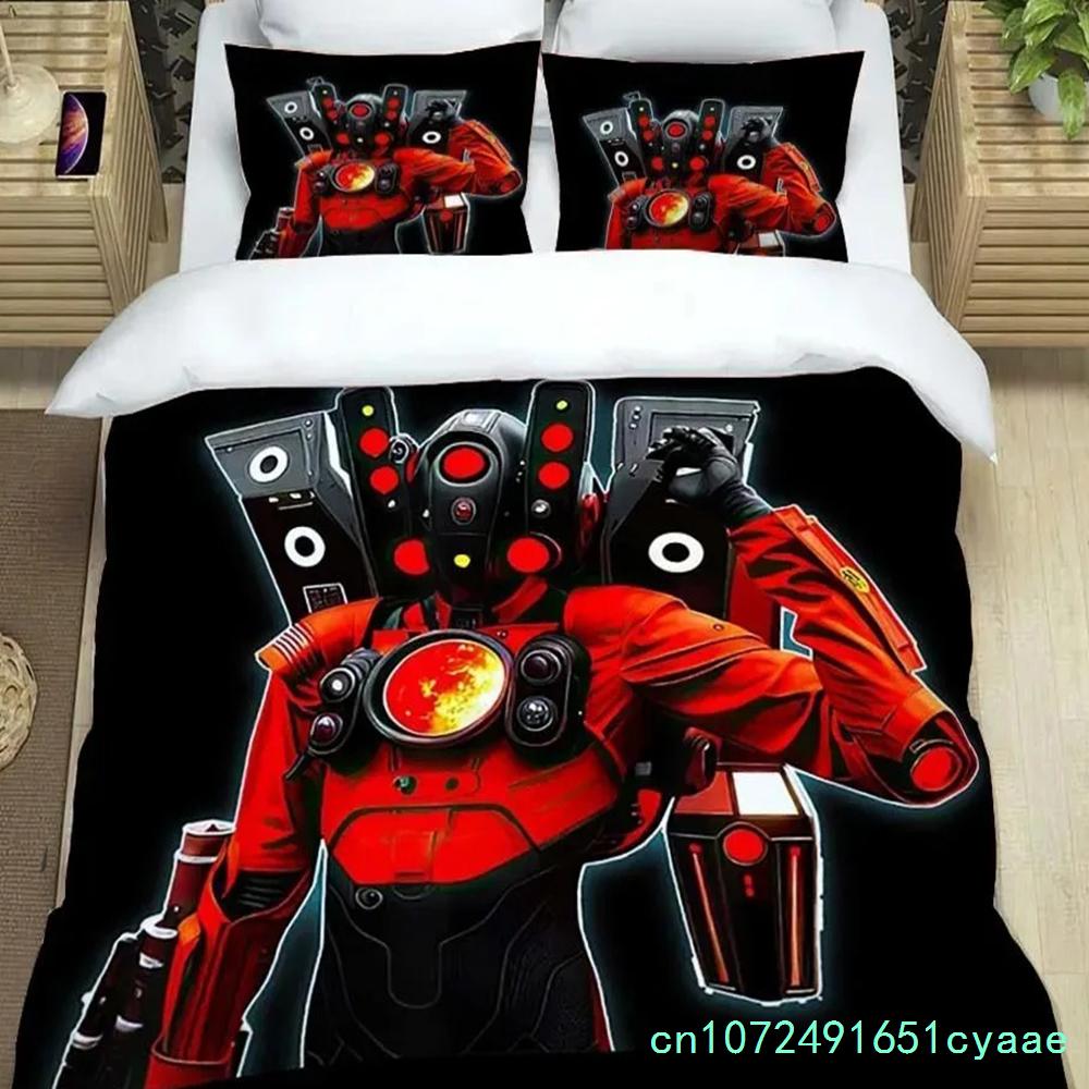 Cartoon Print Duvet Cover With pillowcase, Skibidi Toilet Duvet Cover Set Home Bedroom Bedding Set Adult Bedroom Boy Duvet Cover