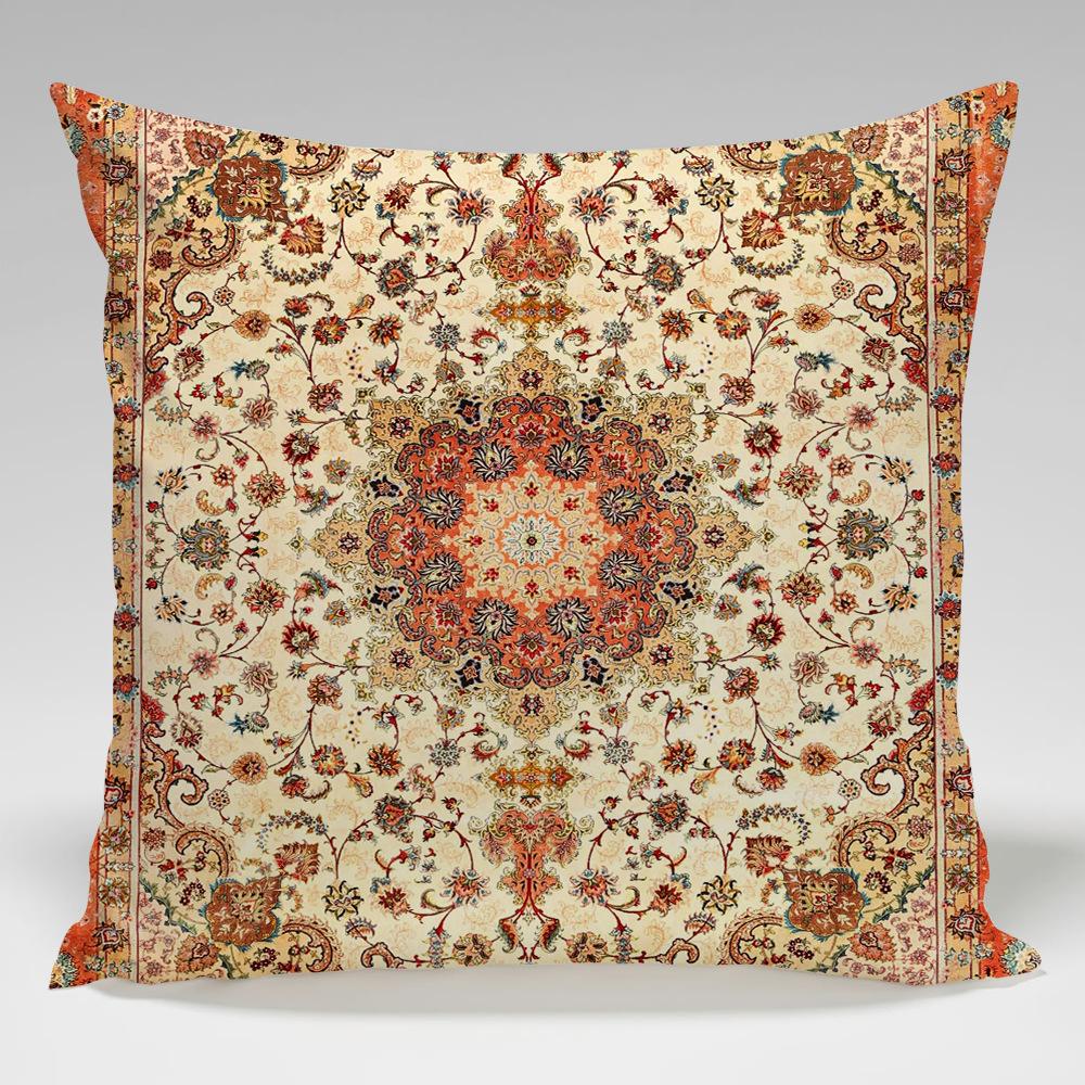 Retro Persian Geometric Patterns Throw Pillow Cover With Short Plush Print For Living Room Sofa Decoration Cushion Cover
