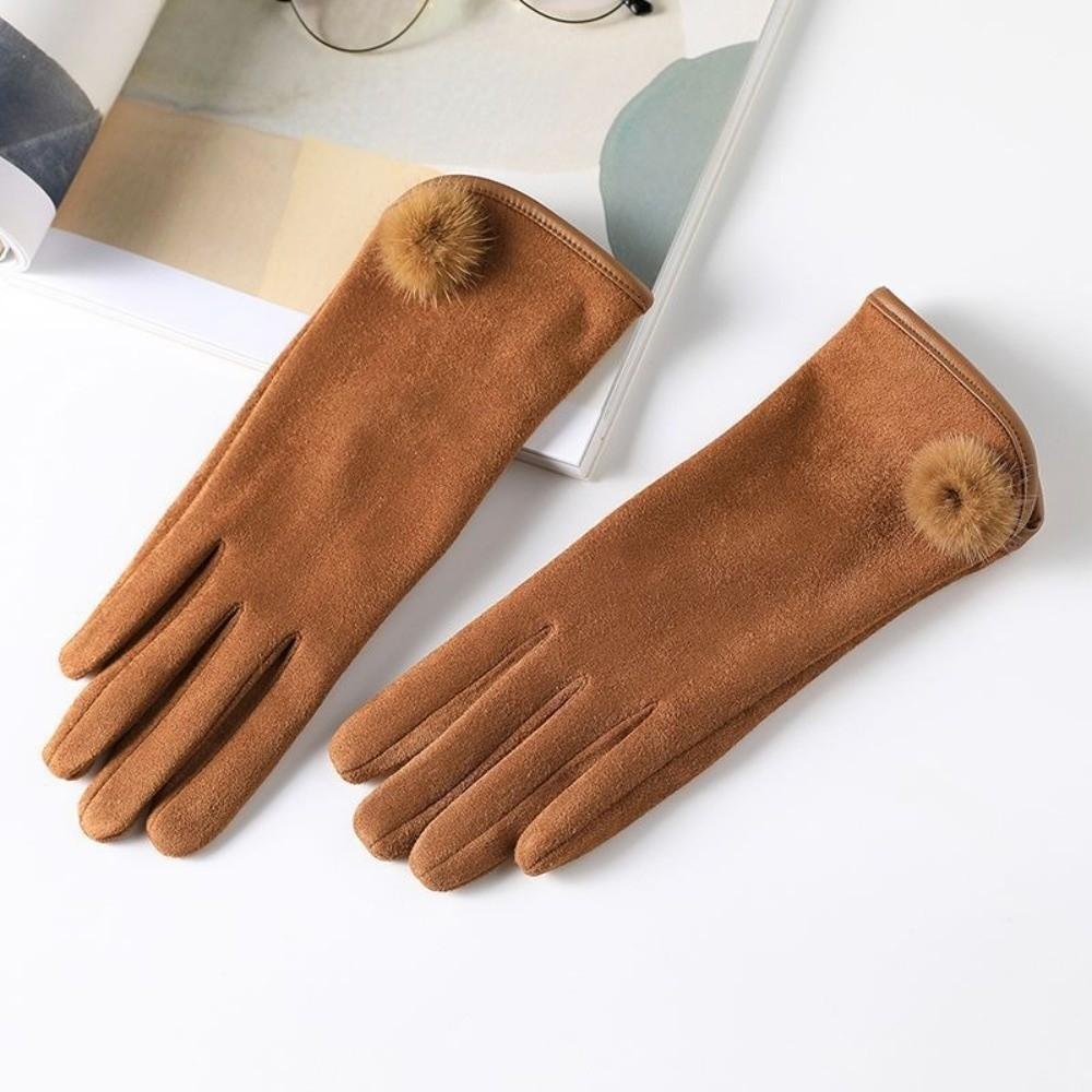 Fleece Suede Gloves Windproof Cycling Mittens Vintage Winter Women's Gloves Girls Gift