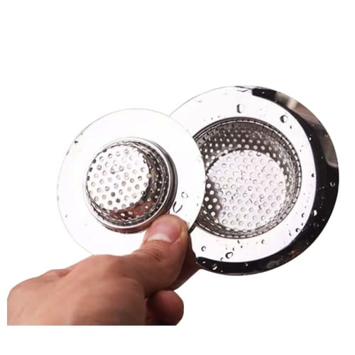 Stainless Steel Broadside Waste Filter for Sinks, Drains, Bathtubs, and Bathrooms. Features an Outer Diameter of 7.2cm, an Inner Diameter of 4.3cm, an