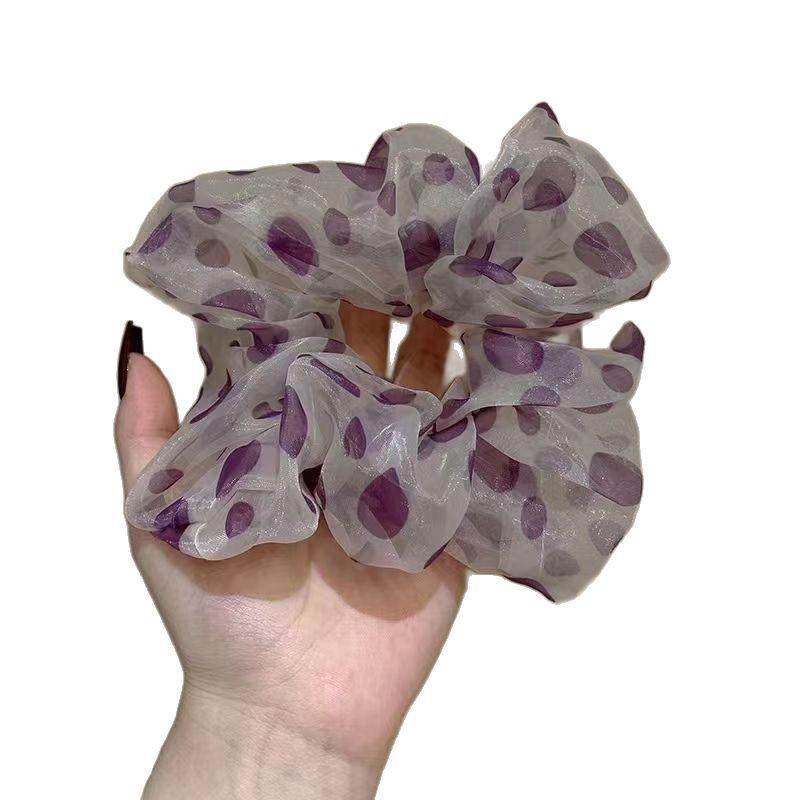 Pearlescent Purple Polka Dot Mesh Hair Scrunchie